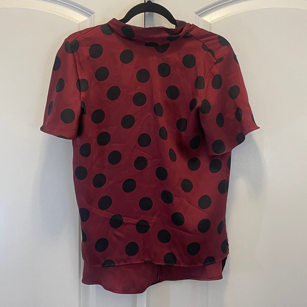 Zara Polka Dot Top - Women Size XS - Wine/Black
